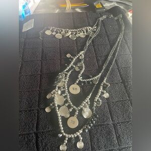 Harley Davidson Layered Necklace with Coin Charms with matching bracelet